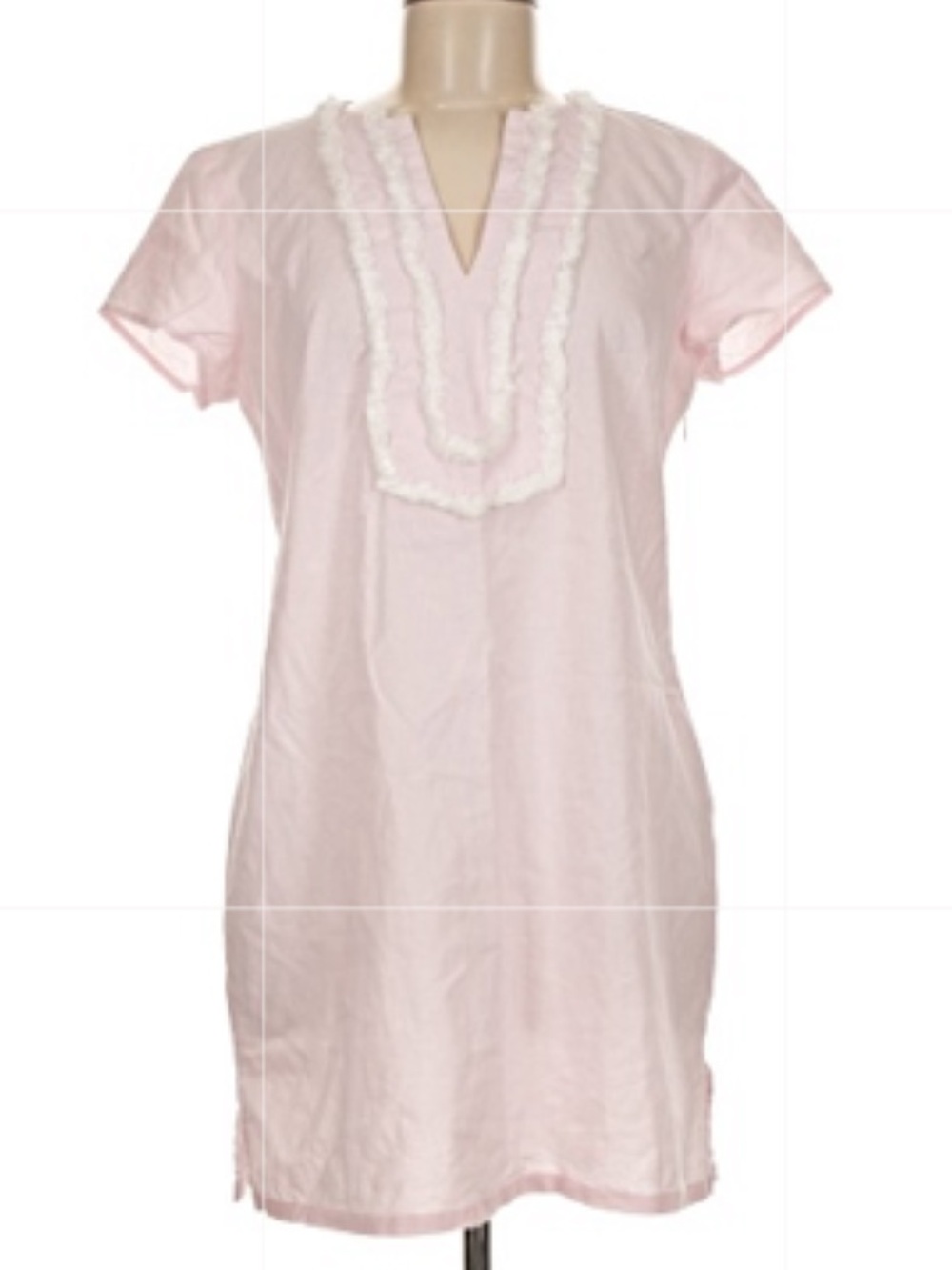 Sail to Sable Light Pink Ruffled Tunic Knee Length Dress Size Medium Linen